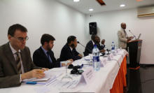 From L - R: Mr. Walter Ehmeir - ADA, Mr. Palo Moreno - Charge d'Affairs of the Embassy of Spain, Mr. Oscar Borges - National Director of Energy of Cabo Verde, Mr. Alois Mhalanga - UNIDO and Dr. Dr. Morlaye Bangoura - ECOWAS Commissioner for Energy and Mines From L - R: Mr. Walter Ehmeir - ADA, Mr. Palo Moreno - Charge d'Affairs of the Embassy of Spain, Mr. Oscar Borges - National Director of Energy of Cabo Verde, Mr. Alois Mhalanga - UNIDO and Dr. Dr. Morlaye Bangoura - ECOWAS Commissioner for Energy and Mines