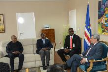 From L - R: H.E. Dr Mohamed Ibn Chambas, Special Representative of the Secretary General of the United Nations for West Africa, H.E. Dr. Kandeh Yumkella, Special Representative of the Secretary General of the United Nations for SE4ALL, Mr. Mahama Kappiah, Executive Director of ECREEE and Mr. Remi Nono Womdim FAO Representative in Cabo Verde