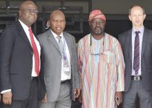 Prof Lafe of CRET, vice chancellor of FUTA, Manager manufacturing of cross flow turbines, H. Bauer Prof Lafe of CRET, vice chancellor of FUTA, Manager manufacturing of cross flow turbines, H. Bauer