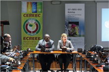 Mr Mahama Kappiah, ECREEE and Ms Bettina Schreck, UNIDO at the Global Energy Assessment Workshop